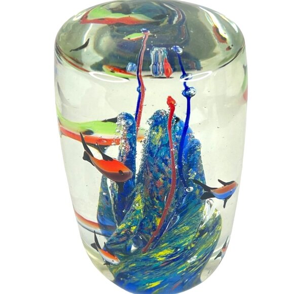 Art Glass Fish Aquarium Paperweight Sculpture Seaweed Coral reef Milano Style 5” - Picture 4 of 9